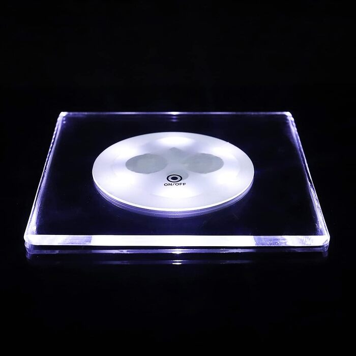 MEDOYOH Square Cool White LED Coasters for Drinks, ON/Off Switch Drink Coasters Set, Waterproof Coasters Glowing for Glasses Bottles Parties Weddings Bar Christmas (Cool White LED, 6-Piece Set)