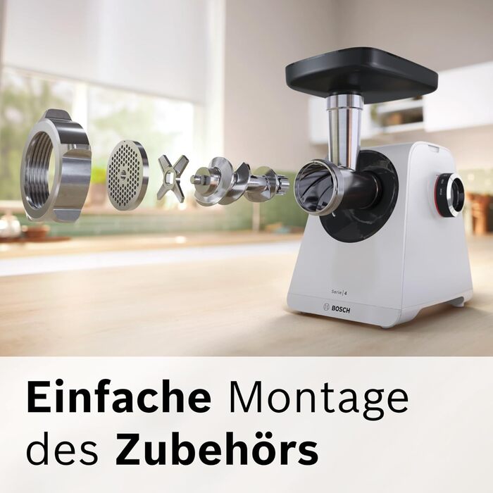 М'ясоподрібнювач Bosch Serie 4 MFWS420W: потужний, компактний, з планетарним приводом, гарантія 10 років