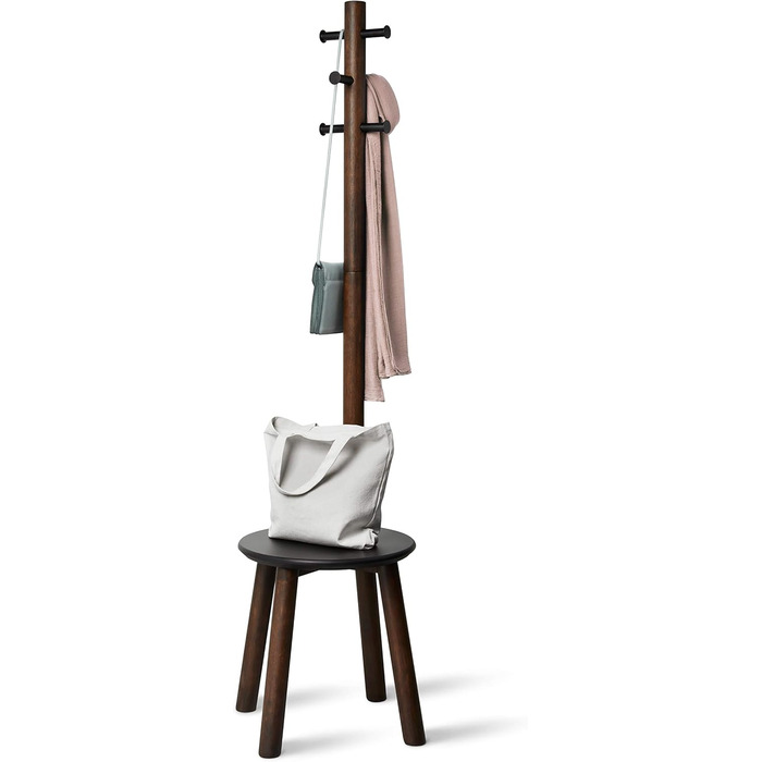 Umbra Pillar Coat Rack with Bench, Default_no_Selection_Value, White/Natural, One Size (Black/Walnut, Coat Rack with Bench)