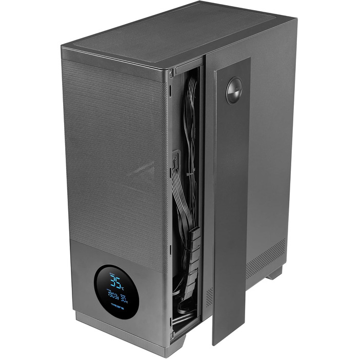 Корпус ПК Tacens SAGITTA20 з LED-дисплеєм, 3 вентилятори 120мм, скло, сітка, USB-C, чорний