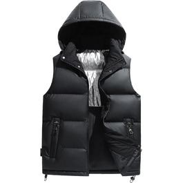 Чоловіча зимова жилетка AIEOE з PU шкіри, без рукавів, водонепроникна, з капюшоном, тепла, з утеплювачем, чорна
