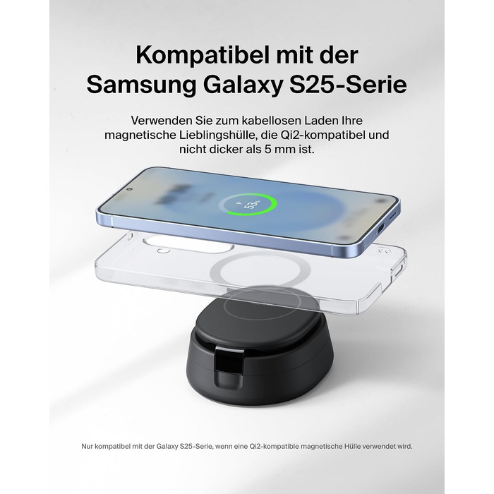 Бездротова зарядна станція 2-в-1 Belkin BoostCharge Qi2 15W MagSafe для iPhone 17, AirPods, Pixel, з блоком живлення 30W, чорна