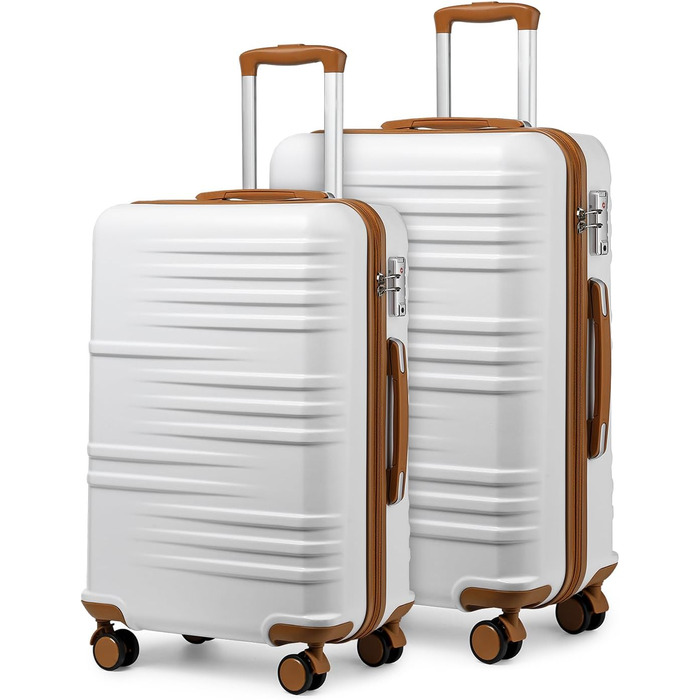 Чемодан British Traveller для ручної поклажі, середній, 64 x 43 x 26.5 см, з TSA-замком, ABS+PC, 24'+28' (білий)