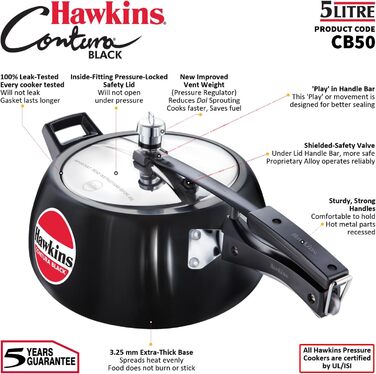 Скороварка Hawkins CB50, анодована, 5 л, чорна
