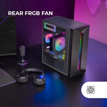 Ігровий корпус Mars Gaming MC-Blaze ATX Mid-Tower, RGB підсвітка, 80мм FRGB вентилятор, бічне вікно, чорний