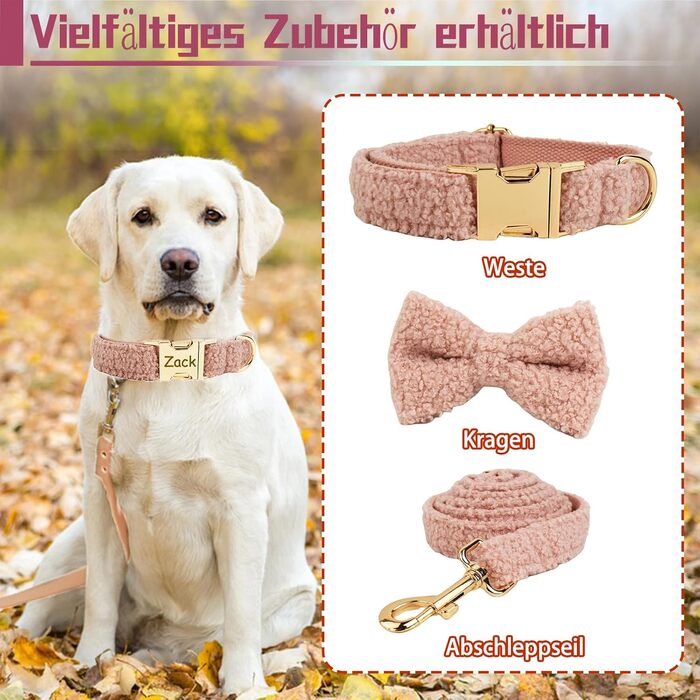 Персоналізоване собаче ошийник з металевою застібкою, з іменем та номером телефону. Регульовані розміри для собак середніх та великих порід.