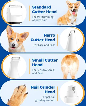Триммер для собак Pw Trim Pro: тихий, водонепроникний, для догляду за лапами, очима, вухами, обличчям та тілом (набір)