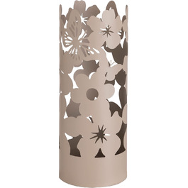 Підставка для парасольки Baroni Home: сучасний дизайн, метал, квіти, 2 гачки, знімний контейнер, 19x19x49 см (білий, тауп)