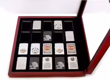Display cases for 20 lighters, made of wood and glass, beautiful presentation