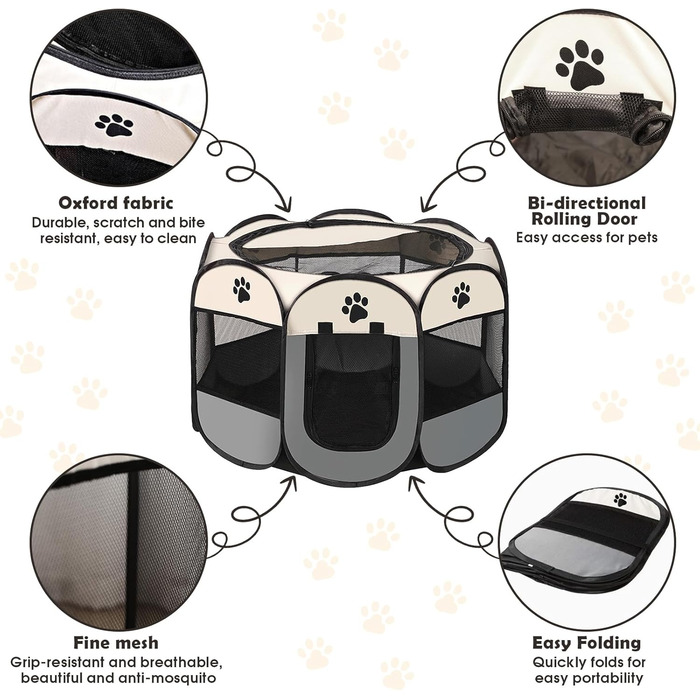 Складана переносна вольєр для собак та котів 74x74x43 см - ідеально для дому та вулиці