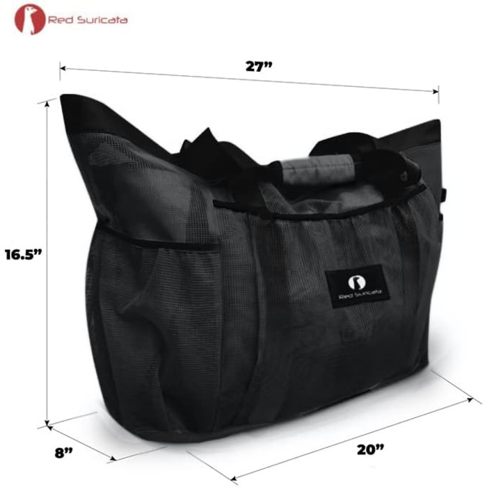 Red Suricata Large Mesh Beach Bag - Beach Bags and Shopping Bags (Black / Black)