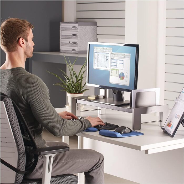 Підставка для монітора Fellowes Professional Series, чорна/антрацит, ергономічна робоча станція для плоских екранів