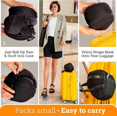 Подушка для шиї AERIS Reisen - подушка для сну з memory foam та чохлом з велюру - для подорожей (літак, авто, поїзд) та дому