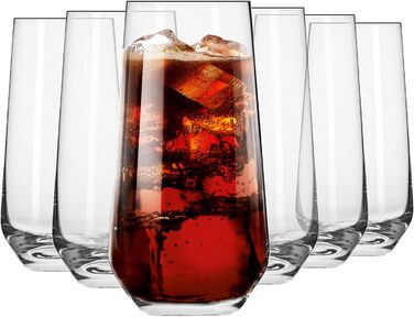 Krosno Water Glasses Highball Glasses Drinking Glasses | Set of 6 | 480 ML | Splendour Collection | Perfect for home, restaurants, and parties | Dishwasher safe