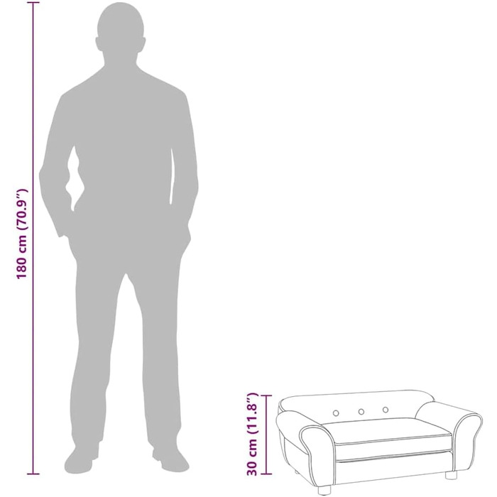 Софа для собак VidaXL сірого кольору 72x45x30 см, м'яка лежанка для домашніх тварин