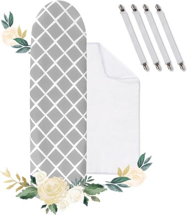 Покривало для прасувальної дошки, 100% бавовна, посилене тришарове, сіре, 110-125 x 30-42 см