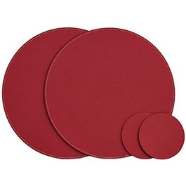 Nikalaz Placemats and Coasters made of Recycled Leather, Table Sets, 2 Piece Table Mats, Placemats 33 cm (Crocodile Embossing) (Christmas Red)