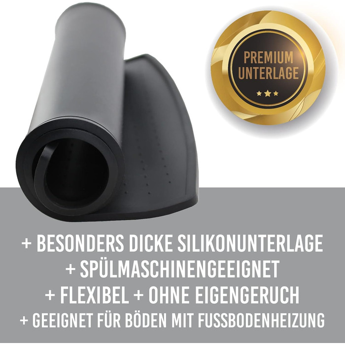 Силіконовий килимок KaraLuna Premium для годівлі котів та собак, 60 x 40 см, чорний, кутовий