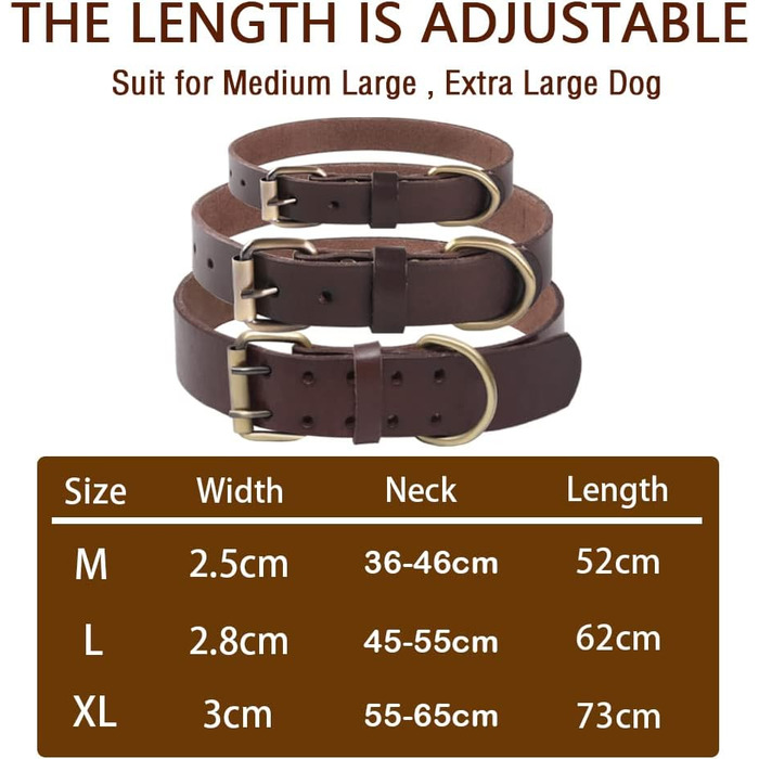 Нашийник для собак з м'якої натуральної шкіри, розмір M (L)