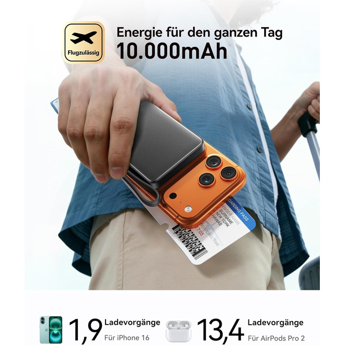 Power Bank INIU 10000mAh MagSafe Qi2 Рожевий – Зовнішній акумулятор 45W з USB-C, підставка для iPhone 17-12
