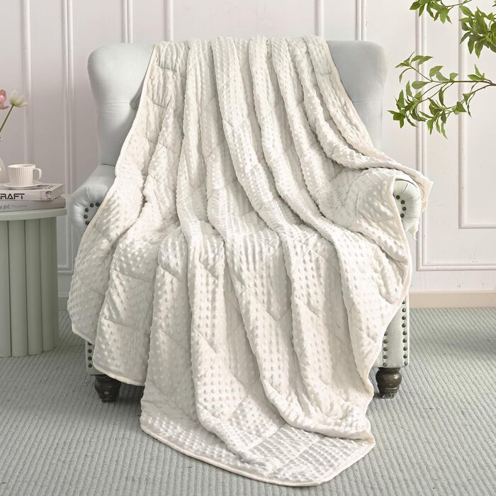 Обважнююча ковдра Mr. Sandman для дорослих Queen Size, 6.8 кг, 152x203 см, біла (Opulenter Garten) — м'яка антистрес ковдра для глибокого сну, що підлягає пранню в машині