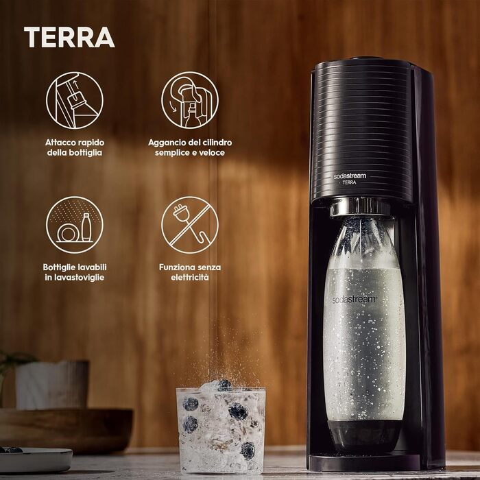 SodaStream Terra Black: Набір для газування води (3 шт.) з балончиком Quick Connect, акрил, чорний