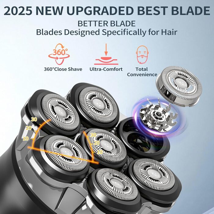 Електричний гоління голови для чоловіків Glatzen, 7D гнучкий знімний гоління, плаваюча головка, водонепроникний для мокрого та сухого використання, гоління з LED-дисплеєм