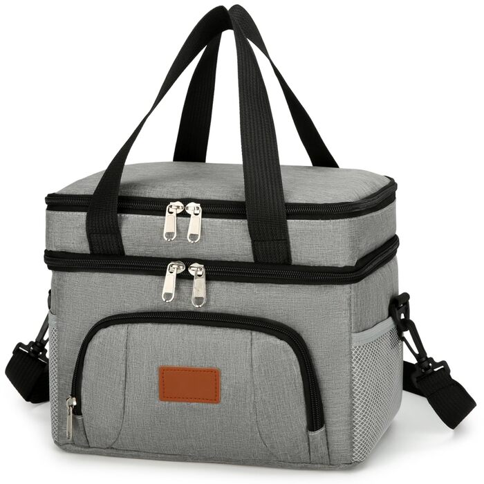 Термосумка JANSBEN для 12 банок: компактна, ізольована, з 6 відділеннями для пікніка, роботи та авто (сіра)