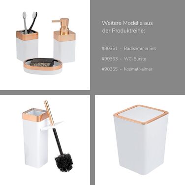 Набір для ванної кімнати Bremermann Savona 3-TLG, пластик, білий-рожезолотий: мильниця, дозатор мила, стакан