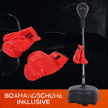 HOMCOM Punching Ball Set Standbox Training Set 136-154 cm Height Adjustable with 1 Pair of Gloves Suitable for Professionals and Beginners Black | Aosom