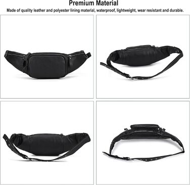 Чоловіча сумка на пояс з натуральної шкіри LUUFAN, чорна (1030)