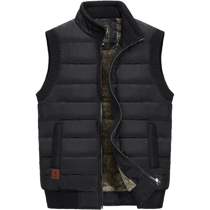 Чоловіча флісова жилетка з багатьма кишенями, тепла зимова жилетка для риболовлі та відпочинку, чорна (3XL)