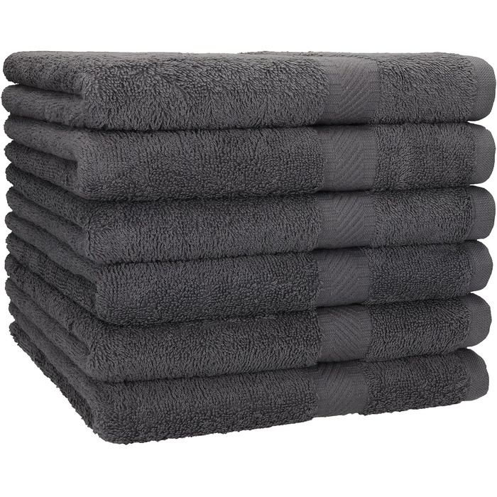 Betz 6-Piece Bath Towel Set, Shower Towel, Palermo Size 70x140 cm, 100% Cotton, Color Anthracite