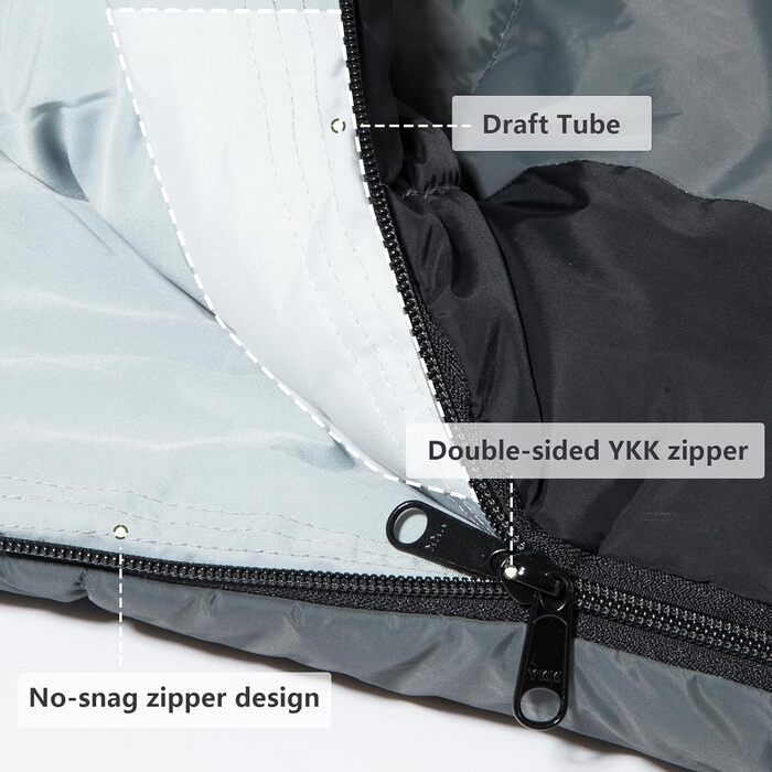 Сплячий мішок BISINNA Mumienschlafsack -10°C - 5°C [400GSM] для туризму, кемпінгу та подорожей, сірий