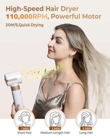 UKLISS Air Styler 7 в 1: фен-щітка з 7 насадками для сушіння, укладання та об'єму волосся, іонізація, білий