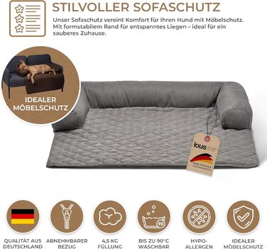 Захист для дивана Lous Sofaschutz Hund: м'яка килимок-підстилка для собак, антиковзаюча, розмір L (90x90x13 см), антрацит