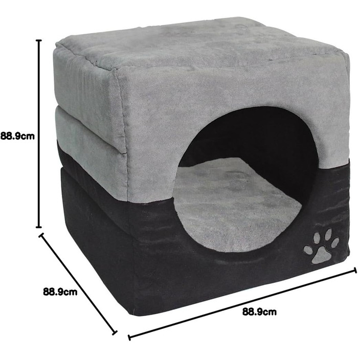 Будиночок для котів та собак Dehner Luca 2в1, 40x40x40 см, поліестер, сірий (1 шт.)