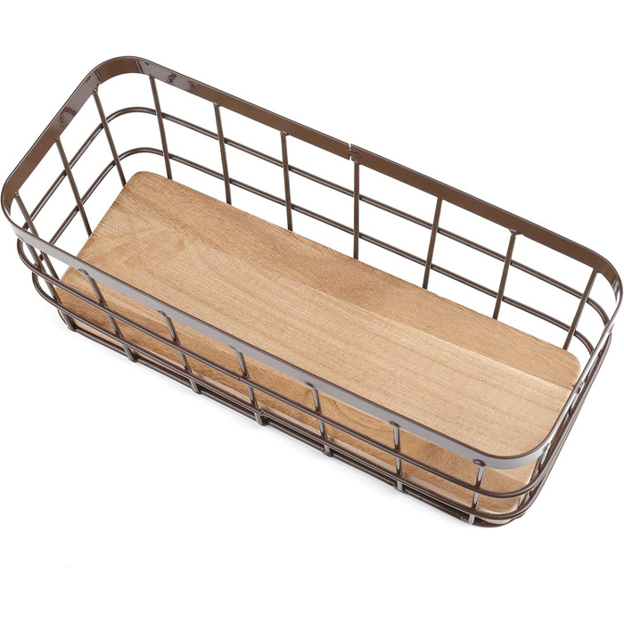 Dicunoy 2 Pack Small Wire Basket, Rectangular Metal Basket Narrow, Small Storage Basket Bathroom Basket, Counter Organizer Basket for Desktop Fruit, Kitchen Countertop, Office Decorative, 10 x 10 x 25 cm