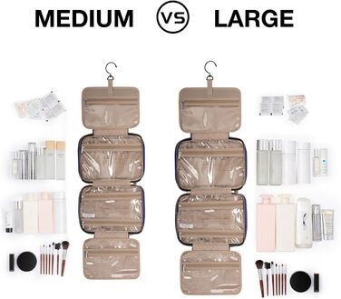 Сумка для косметики BAGSMART, дорожня косметичка з прозорою кишенею, блакитна (L)