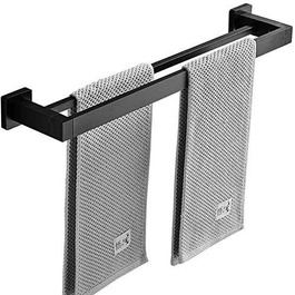 Тримач для рушників на стіну, чорний мат, з подвійними перекладинами, нержавіюча сталь, 100 см, для ванної кімнати