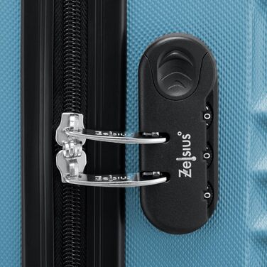 Набір валіз Zelsius 4 шт. рожевий колір | ABS, з кодовим замком, 4 колеса, внутрішня перегородка | Ручна валіза, набір валіз, Trolley, велика валіза (сталево-блакитний)