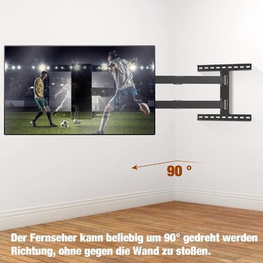 Настінний кріплення для телевізора з довгим шарнірним кріпленням, нахилом, поворотом та обертанням, висувним, для LCD/LED/OLED телевізорів 32-80 дюймів, 50 кг, VESA 600x400 мм