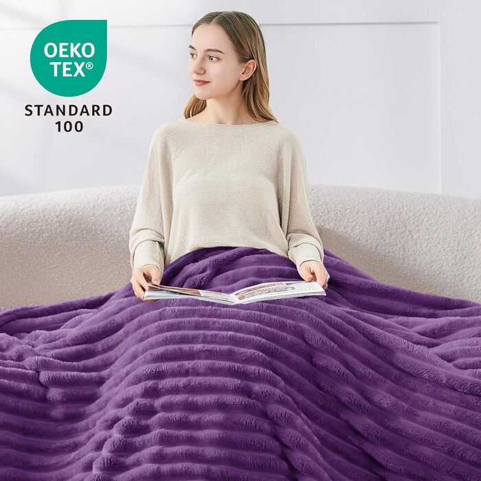 М'яка ковдра BEDELITE з фланелі, 125x150 см/150x200 см, чорна/фіолетова, для дивану, декору, тепла, плед