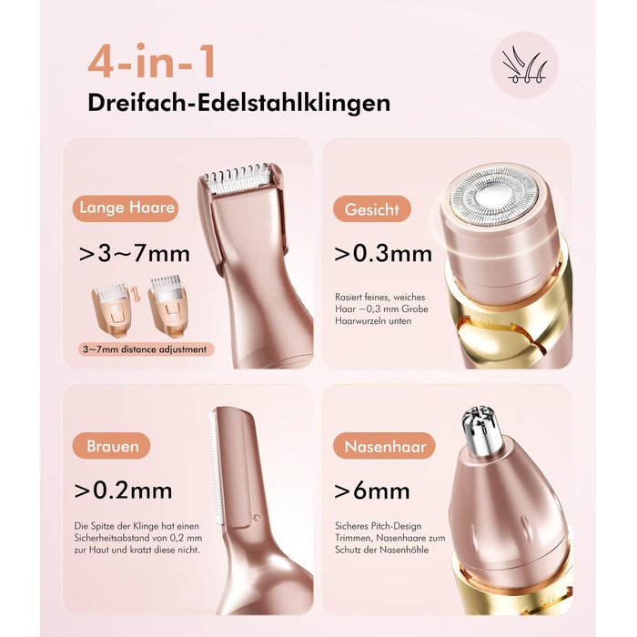 Електричний жіночий епілятор 6-в-1 для бікіні, обличчя та тіла - гладке гоління без подразнень