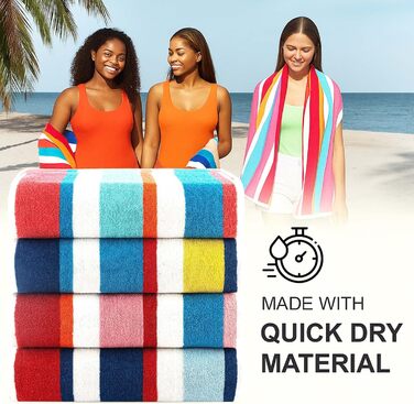 Рушники Casa Copenhagen Bora Bora – набір 4 шт. (76x152 см) з бавовни, Данія. Швидковисихаючі, для басейну, душу та ванни. Рожевий, червоний, жовтий, блакитний