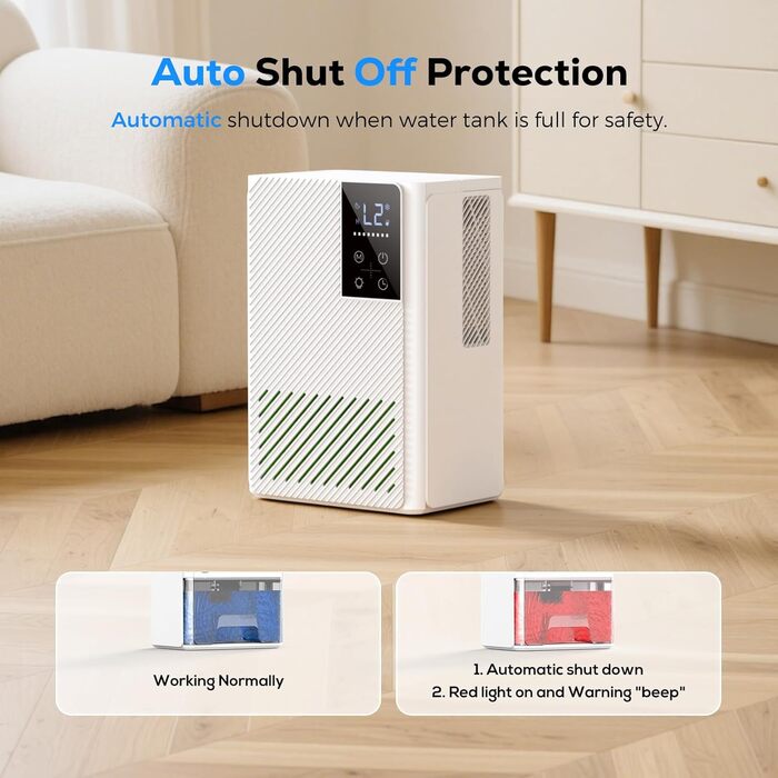 Електричний осушувач повітря, тихий, 2500 мл з LED дисплеєм, таймером та авторозморожуванням. Ідеально для дому, спальні, ванної кімнати