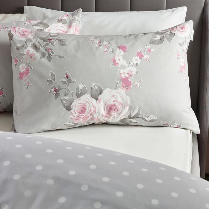Комплект постільної білизни Catherine Lansfield Canterbury Floral, сірий, односпальний (90x200 см), з наволочкою