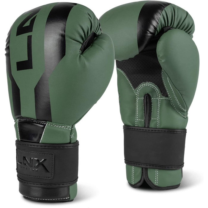 Боксерські рукавички LNX Stealth - чоловічі/жіночі, 8-16 Oz - для кікбоксингу, боксу, муай-тай, ММА, спарингу, тренувань. Колір: Хакі (302), вага: 10 Oz