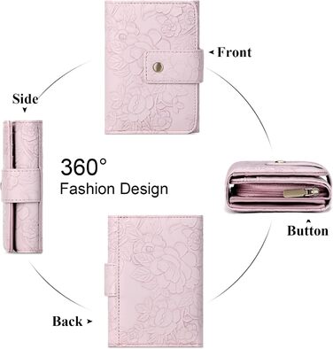 SENDEFN Wallet for Women, Medium-Sized Leather Purse, Zipper Wallet for Women with Coin Pocket & RFID Protection