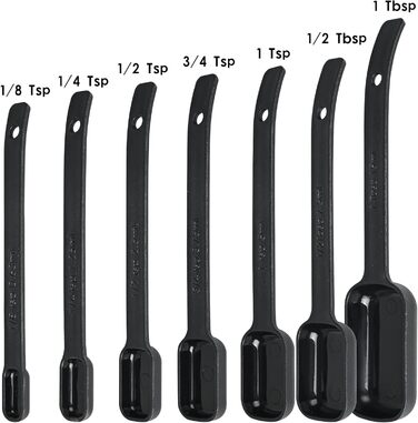 Black Measuring Cup and Spoon Set, 15 Pieces, Plastic, BPA-Free, Stackable, for Baking and Cooking